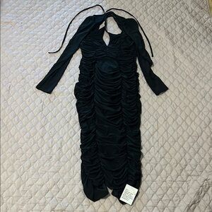 ASOS DESIGN Elegant Black Ruched Midi Dress Size 10 NWT